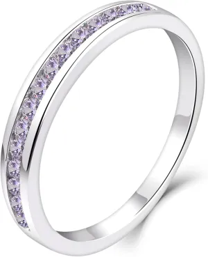 YL Stackable Rings 925 Sterling Silver Halo Birthstone Eternity Bands Jewelry for Women