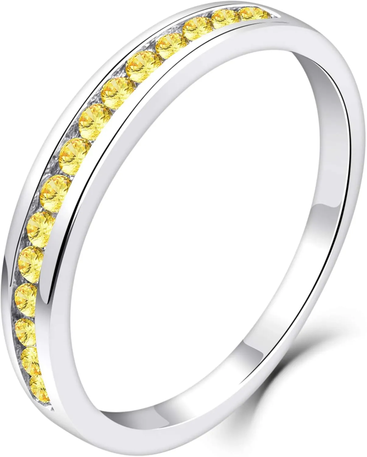 YL Stackable Rings 925 Sterling Silver Halo Birthstone Eternity Bands Jewelry for Women
