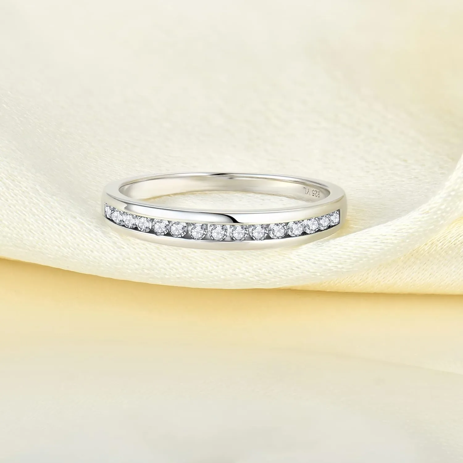 YL Stackable Rings 925 Sterling Silver Halo Birthstone Eternity Bands Jewelry for Women