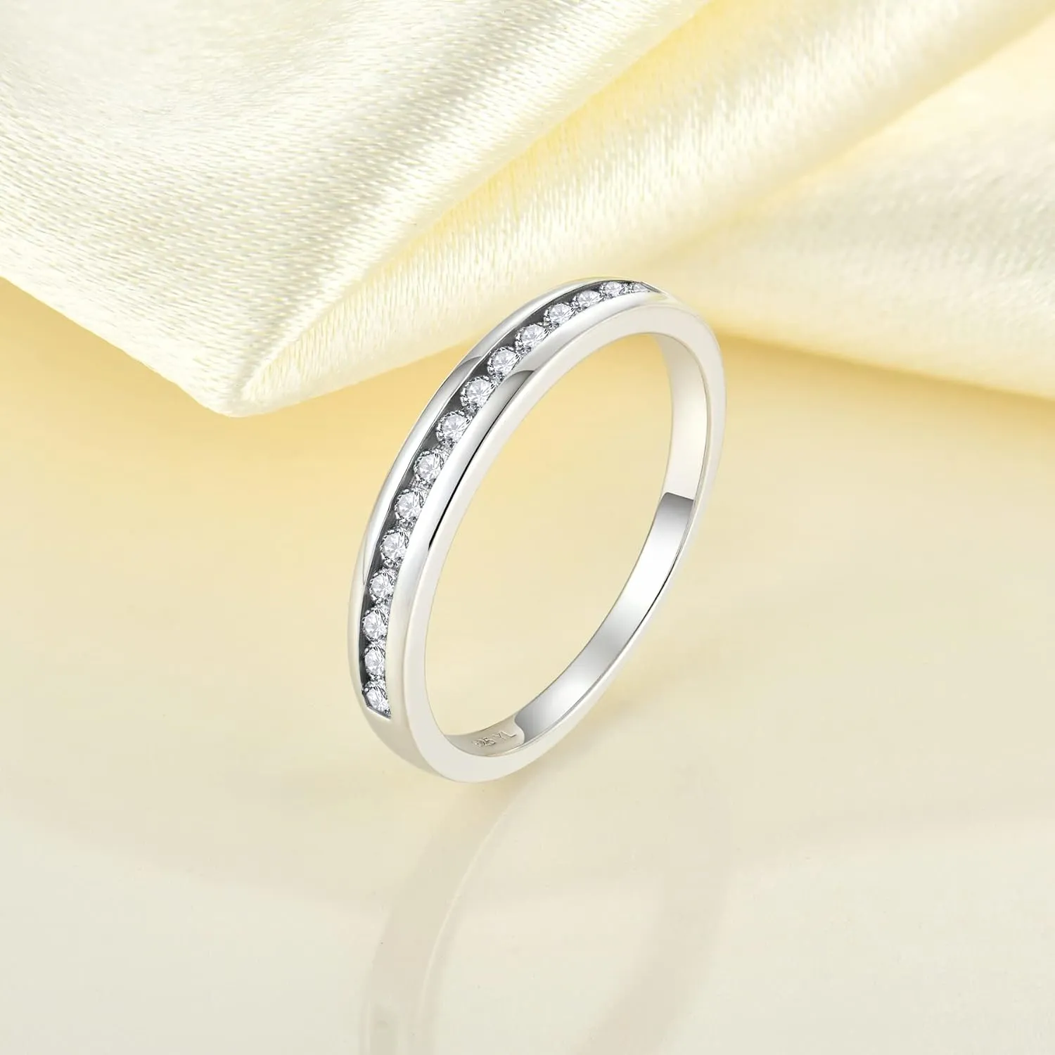 YL Stackable Rings 925 Sterling Silver Halo Birthstone Eternity Bands Jewelry for Women