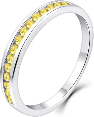 YL Stackable Rings 925 Sterling Silver Halo Birthstone Eternity Bands Jewelry for Women