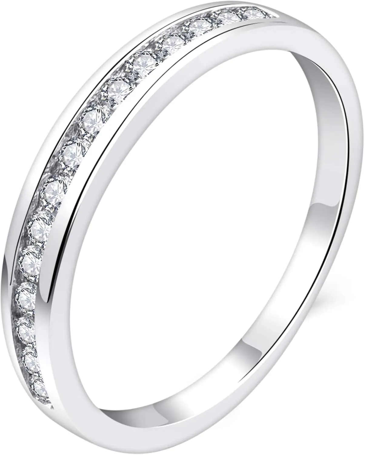 YL Stackable Rings 925 Sterling Silver Halo Birthstone Eternity Bands Jewelry for Women