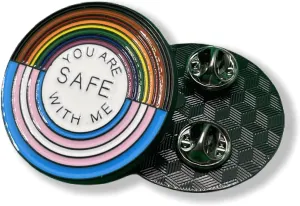 You Are Safe with Me LGBTQ Pin - Trans Rights Badge, Rainbow Flag, Be Kind Pride Lapel Pin for LGBTQ  Ally, Support & Equality, Safe Space Enamel Pin for Community
