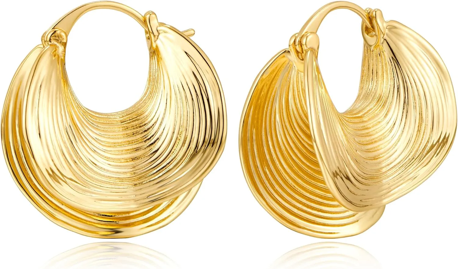 YUJIE Gold Hoop Earrings for Women Chunky Gold Plated Earring Statement Jewelry