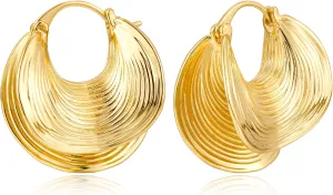 YUJIE Gold Hoop Earrings for Women Chunky Gold Plated Earring Statement Jewelry