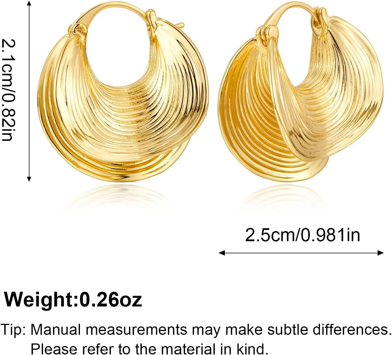 YUJIE Gold Hoop Earrings for Women Chunky Gold Plated Earring Statement Jewelry