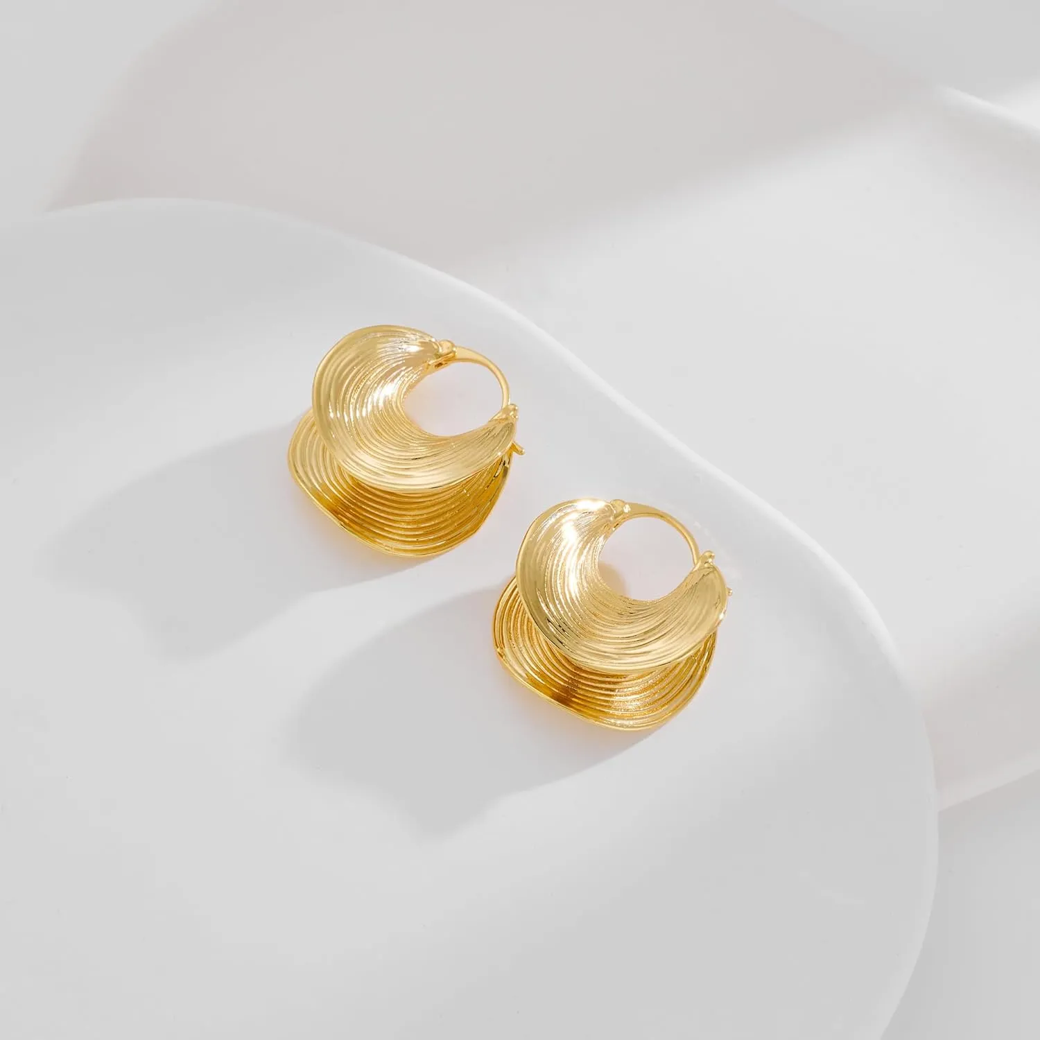 YUJIE Gold Hoop Earrings for Women Chunky Gold Plated Earring Statement Jewelry
