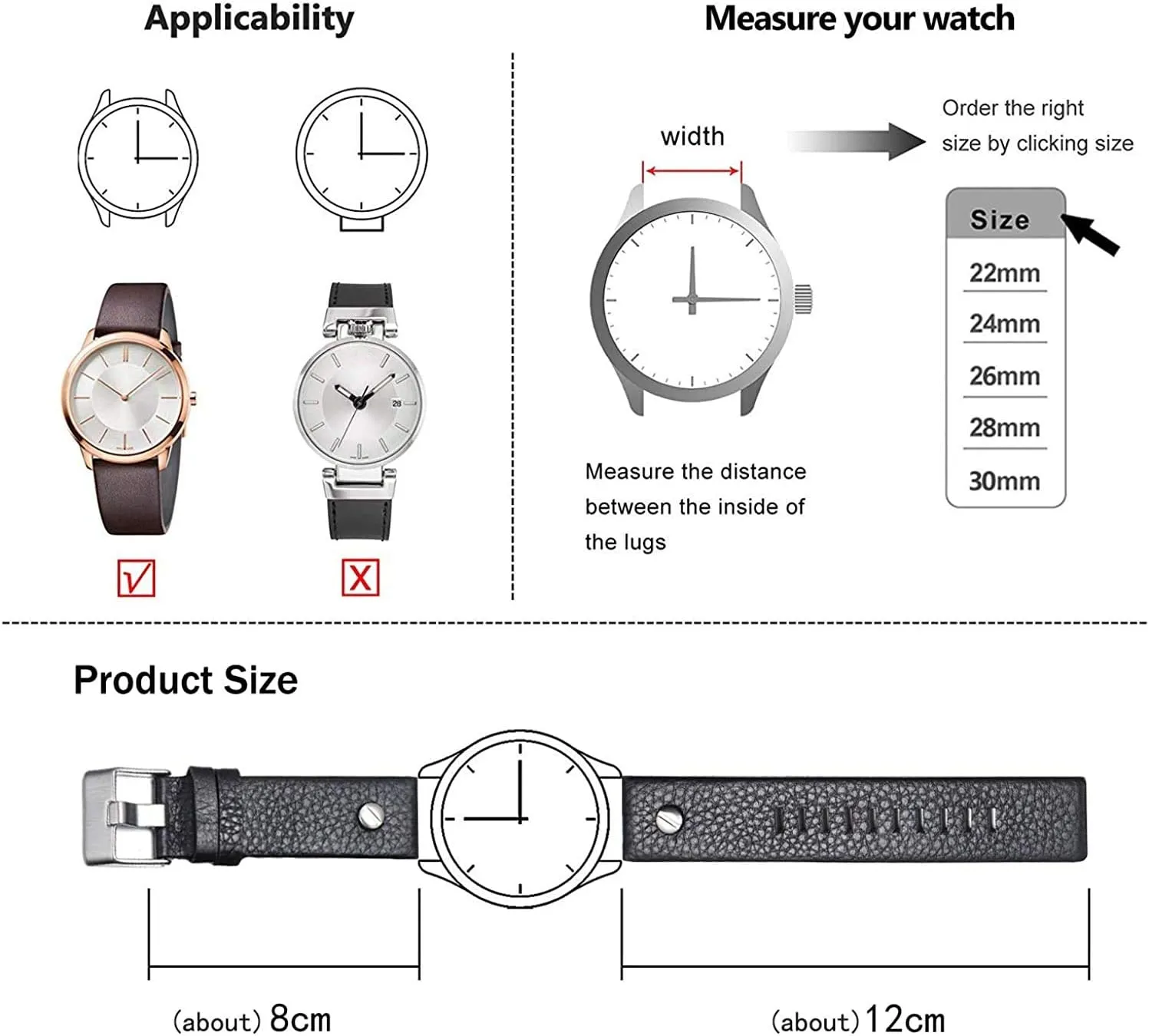 ZHUOLEI Diesel Watch Band Replacement Calfskin Leather Watch Strap with Tool 24mm 26mm 28mm Replacement for Diesel Watches Men