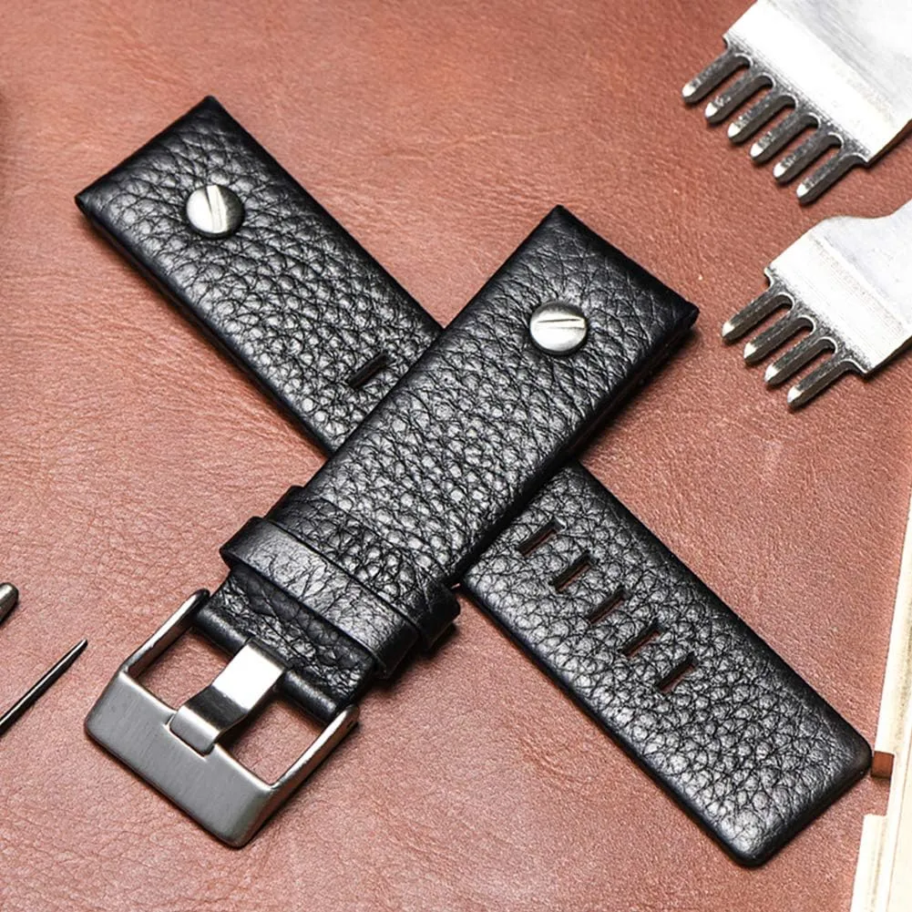 ZHUOLEI Diesel Watch Band Replacement Calfskin Leather Watch Strap with Tool 24mm 26mm 28mm Replacement for Diesel Watches Men