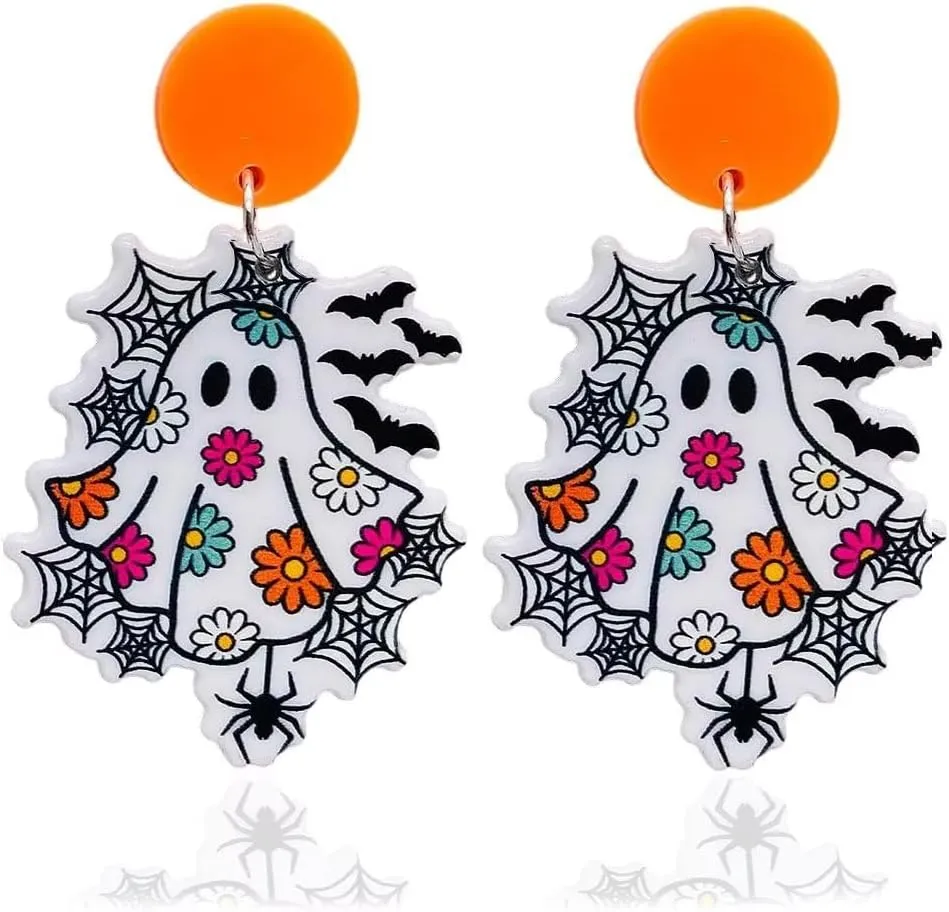 Zian Spooky Earrings - Halloween Spider Web Bat Earrings