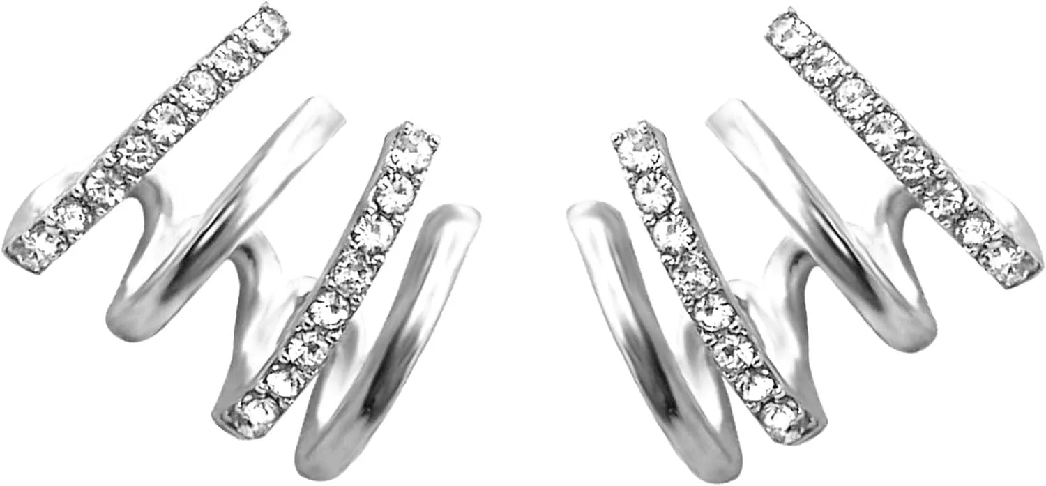 Zircon Needle Earrings for Women Trendy Dainty Half Hoop Ear Wrap Minimalist Piercing Studs Statement Claw Ear Cuffs