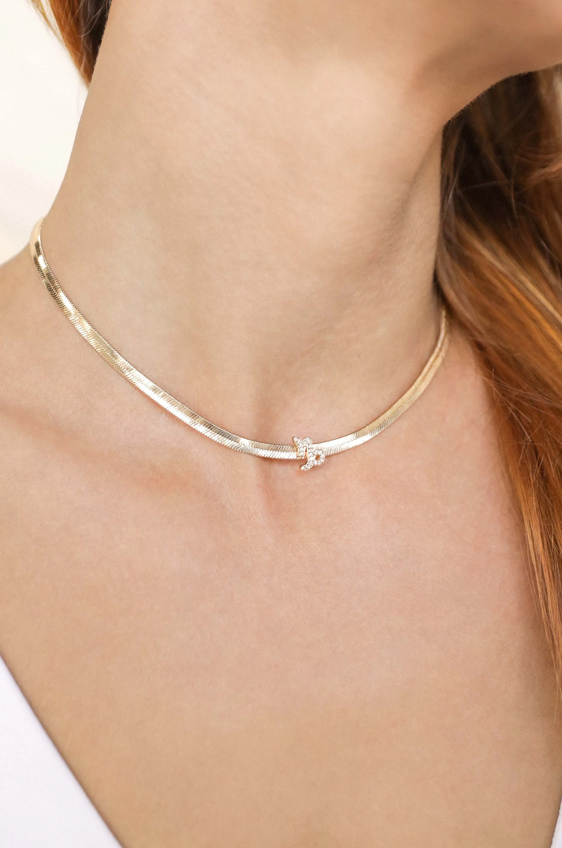 Zodiac Herringbone 18k Gold Plated Necklace