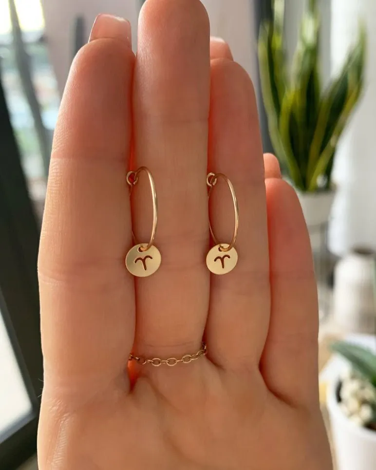 Zodiac Hoop Earrings