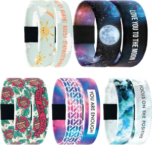 ZOX Bracelets  Stretchy Elastic Band with Motivational Affirmations and Beautiful Artwork  5 Pack