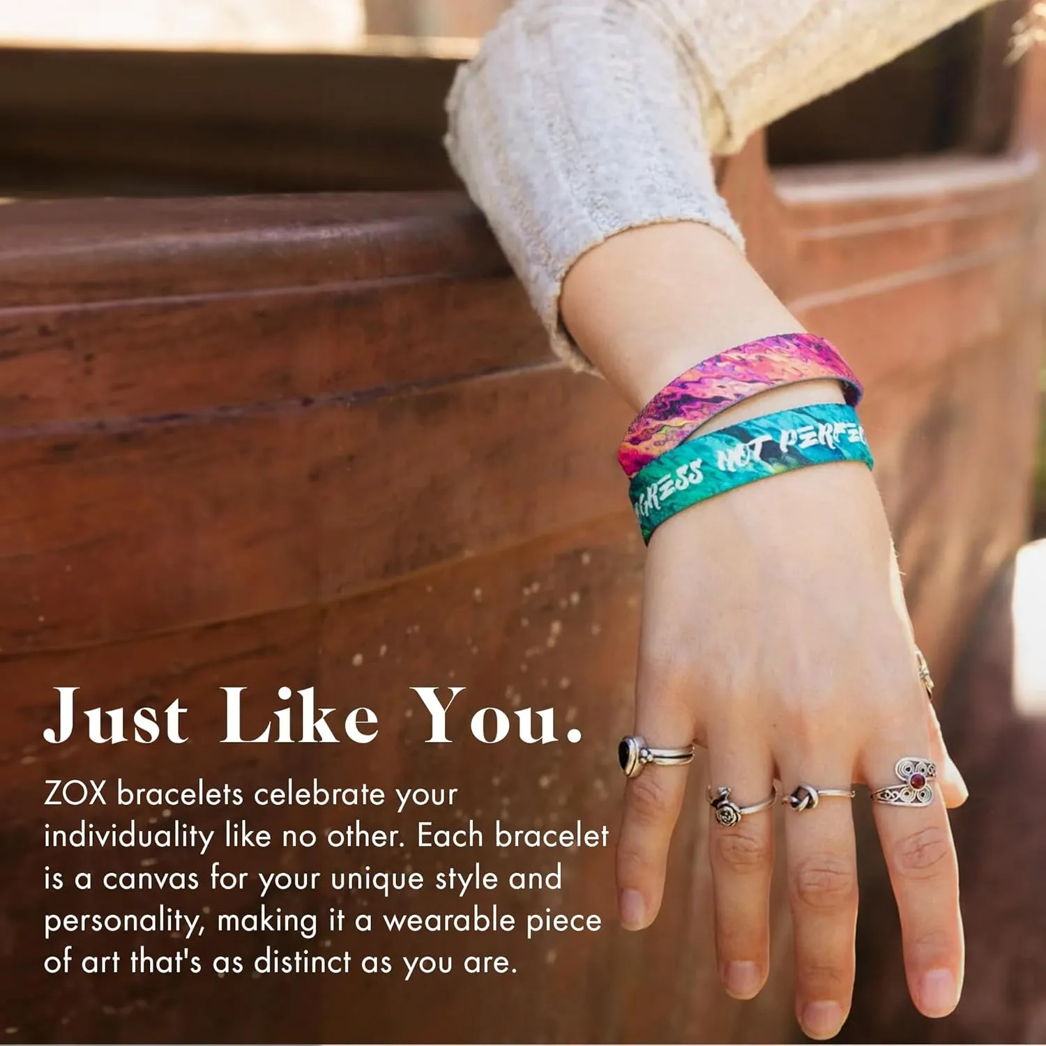 ZOX Bracelets  Stretchy Elastic Band with Motivational Affirmations and Beautiful Artwork, Great Wristband Gift for Men & Women of All Ages