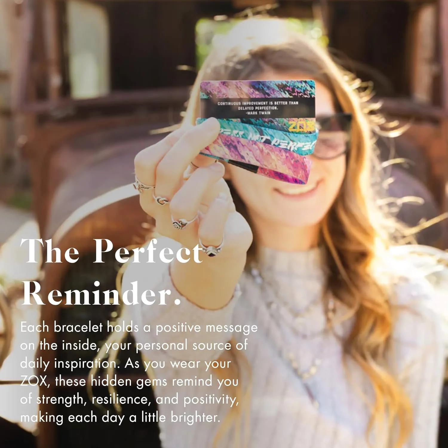 ZOX Bracelets  Stretchy Elastic Band with Motivational Affirmations and Beautiful Artwork, Great Wristband Gift for Men & Women of All Ages