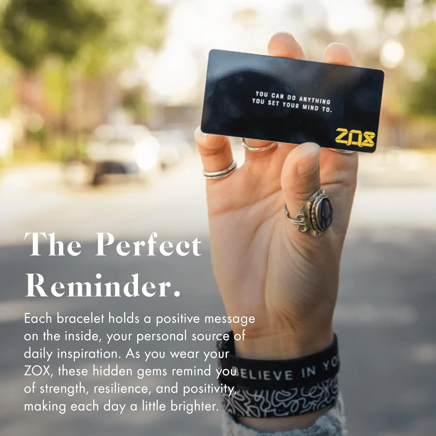 ZOX Bracelets  Stretchy Elastic Band with Motivational Affirmations and Beautiful Artwork, Great Wristband Gift for Men & Women of All Ages